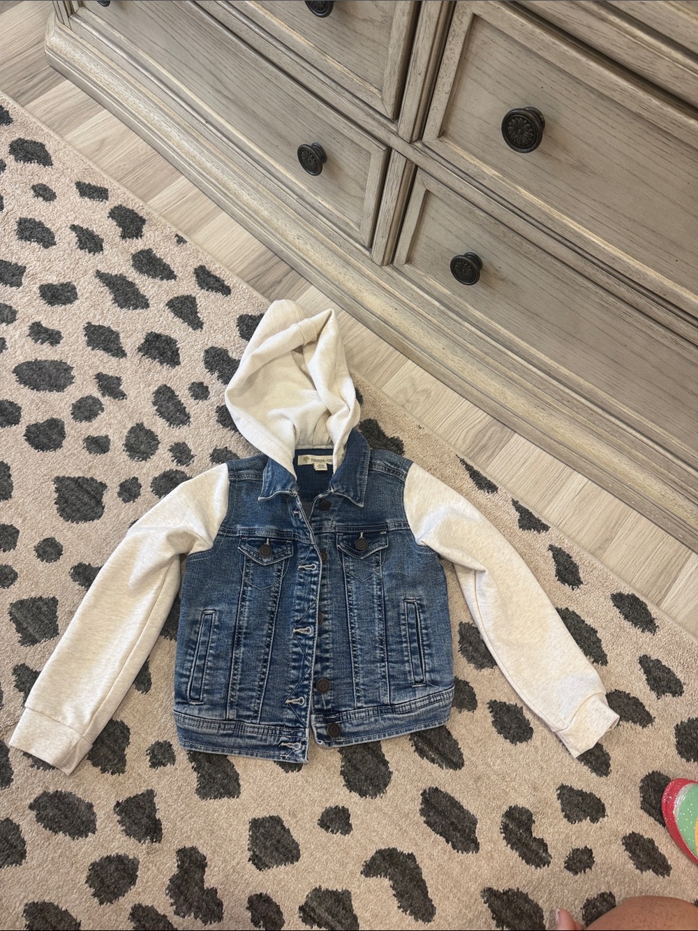 Tucker + Tate Blue Denim Jacket with Cream Hooded Sleeves